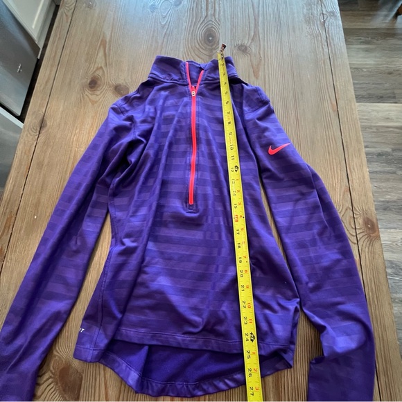 NIKE PRO DRI-FIT PURPLE STRIPE QUARTER ZIP TOP LONG SLEEVE ACTIVE WEAR RUNNING - Picture 9 of 9